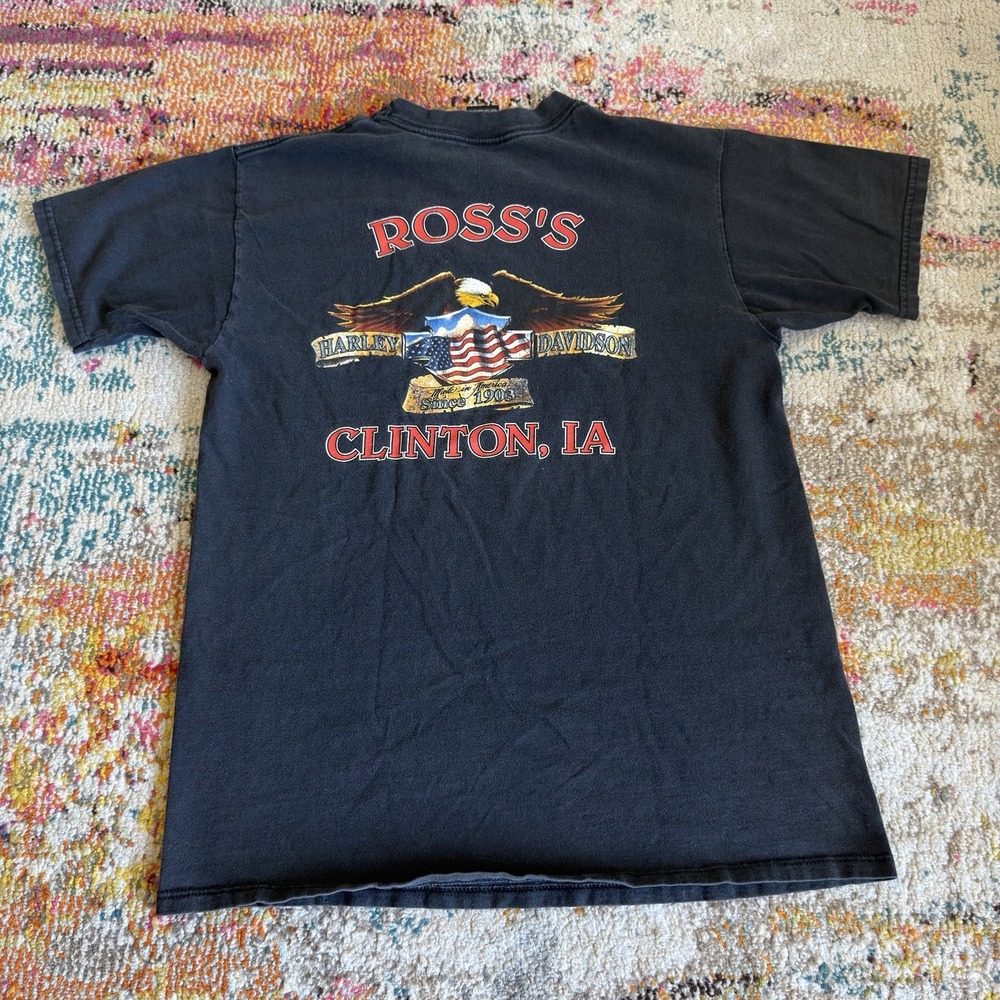 Vintage Y2K Harley-Davidson Biker T-Shirt Eagle Clinton IA Large - Picture 2 of 8
